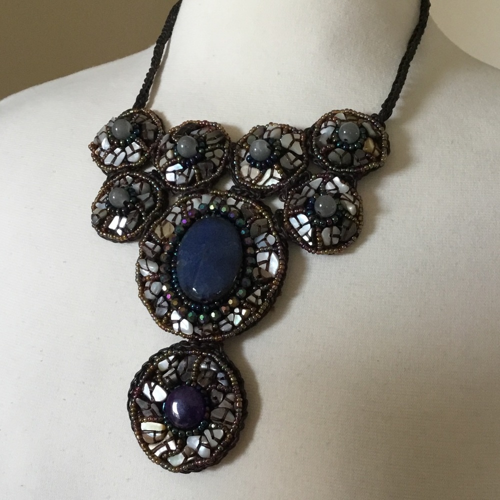 Stone Beaded Statement Necklace - image 5